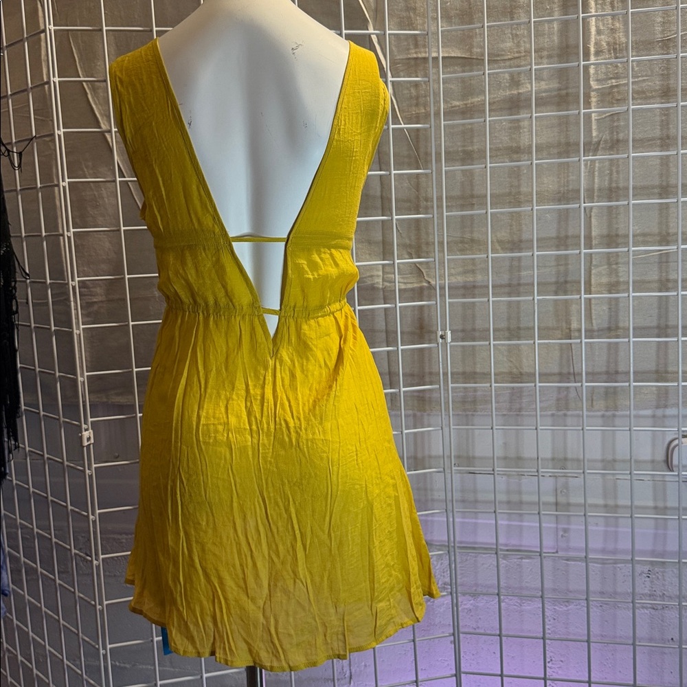 Yellow Sleeveless Drawstring Coverup - Picture 3 of 3